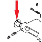 Technical diagram of a mechanical component with parts labeled and a red arrow pointing to one of them.