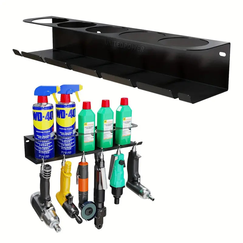 Wall Mounted Metal Spray Can & Air Tool Organizer